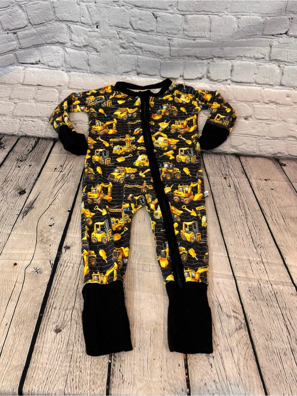 Michael Meredith Construction Print Bamboo Zippie Romper